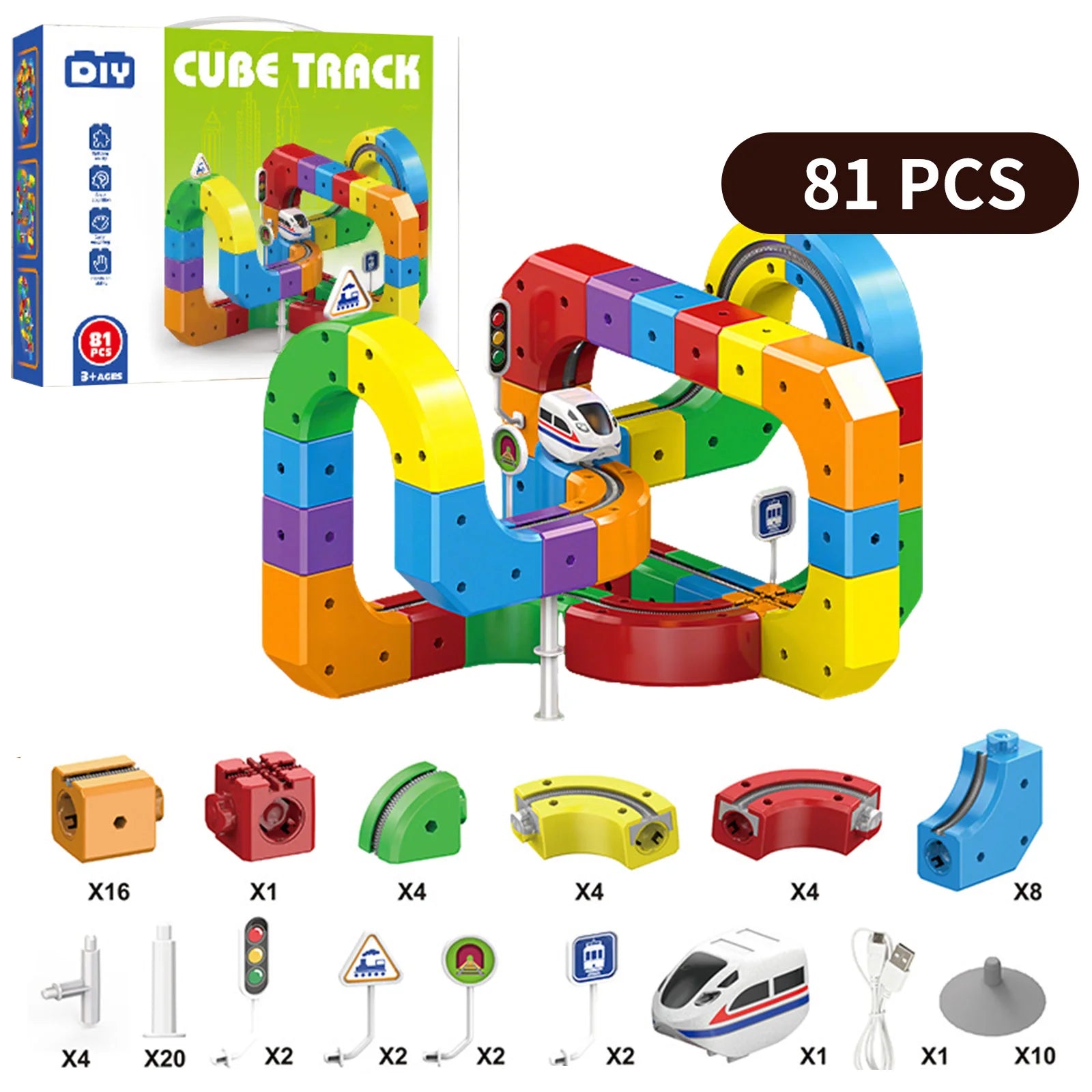 51PCS/ 81PCS/123PCS Magnetic Track Car Set Children's Multi Functional Buckle Block Rail Car Subverting Gravity for DIY Playground for Young Engineers and Develop Spatial Thinking, Fine Motor Skills, and Logical Problem-Solvi