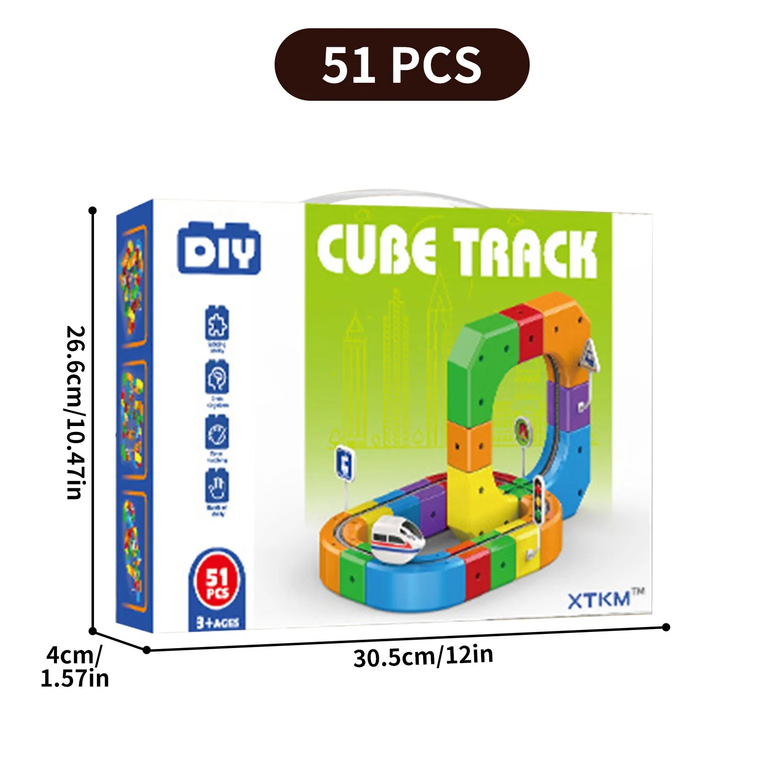 51PCS/ 81PCS/123PCS Magnetic Track Car Set Children's Multi Functional Buckle Block Rail Car Subverting Gravity for DIY Playground for Young Engineers and Develop Spatial Thinking, Fine Motor Skills, and Logical Problem-Solvi