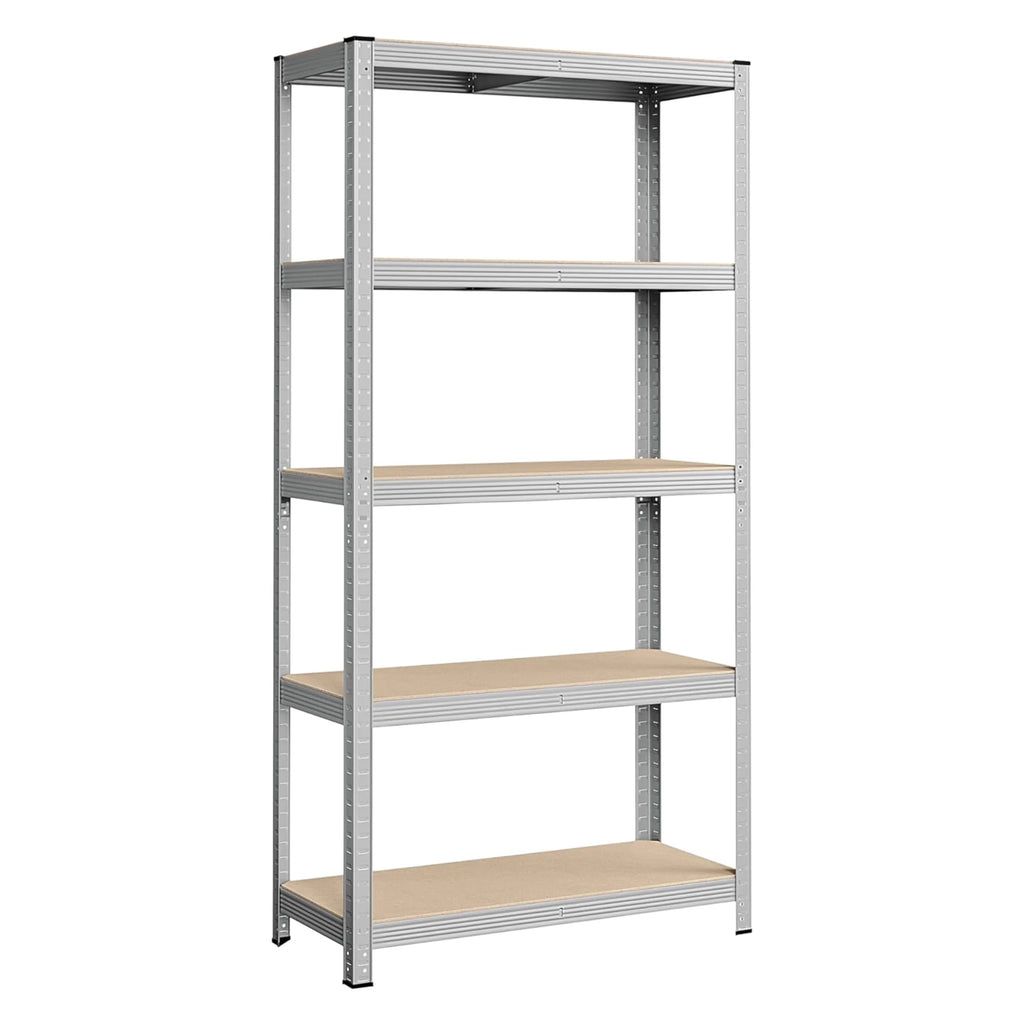 Mikomika 5-Shelf Shelving Unit - 875 kg Capacity, 183 cm High, Galvanized Steel Structure, Perfect for Home, Office, and Garage, with Adjustable Leveling Feet for Stability.