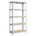 Mikomika 5-Shelf Shelving Unit - 875 kg Capacity, 183 cm High, Galvanized Steel Structure, Perfect for Home, Office, and Garage, with Adjustable Leveling Feet for Stability.