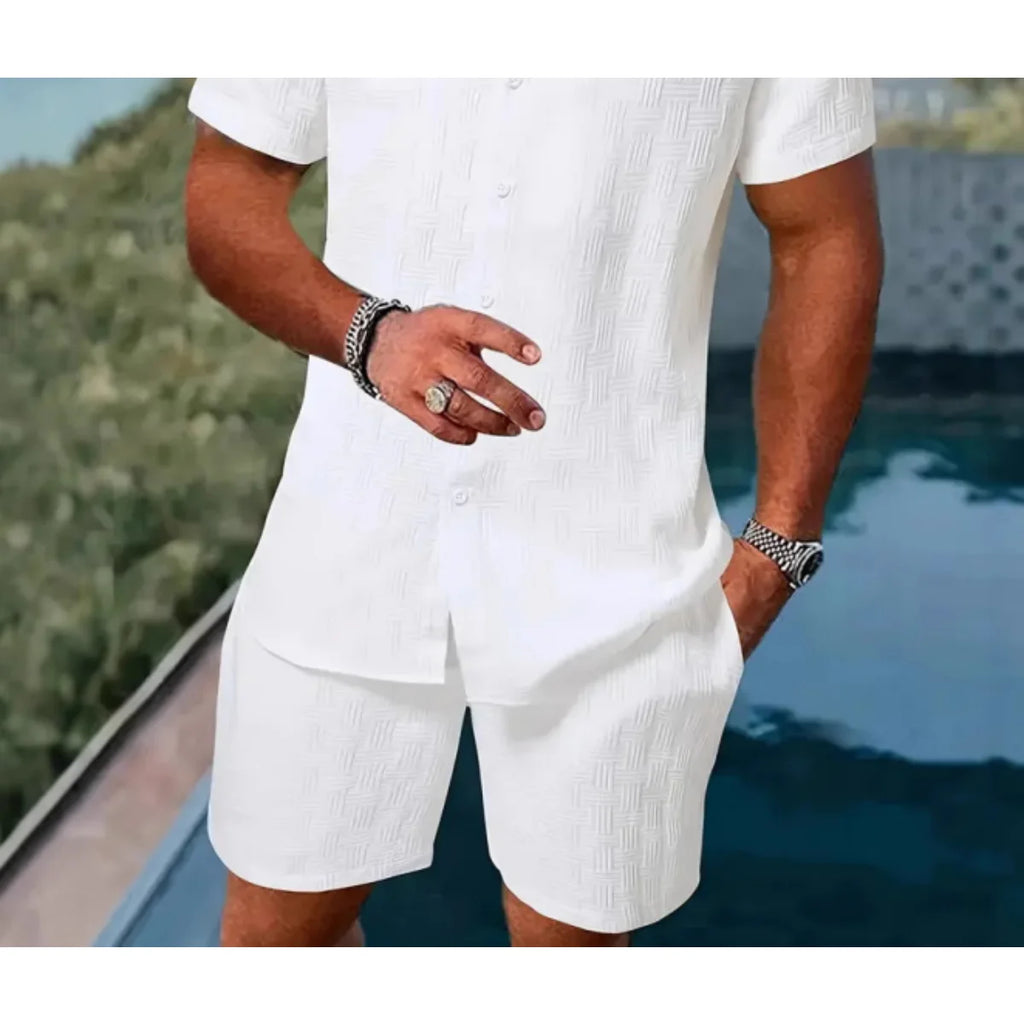 2025 New Style Men's Hawaiian Beach Style Daily Casual Solid Plaid Striped Lace-up Comfortable and Breathable Shorts