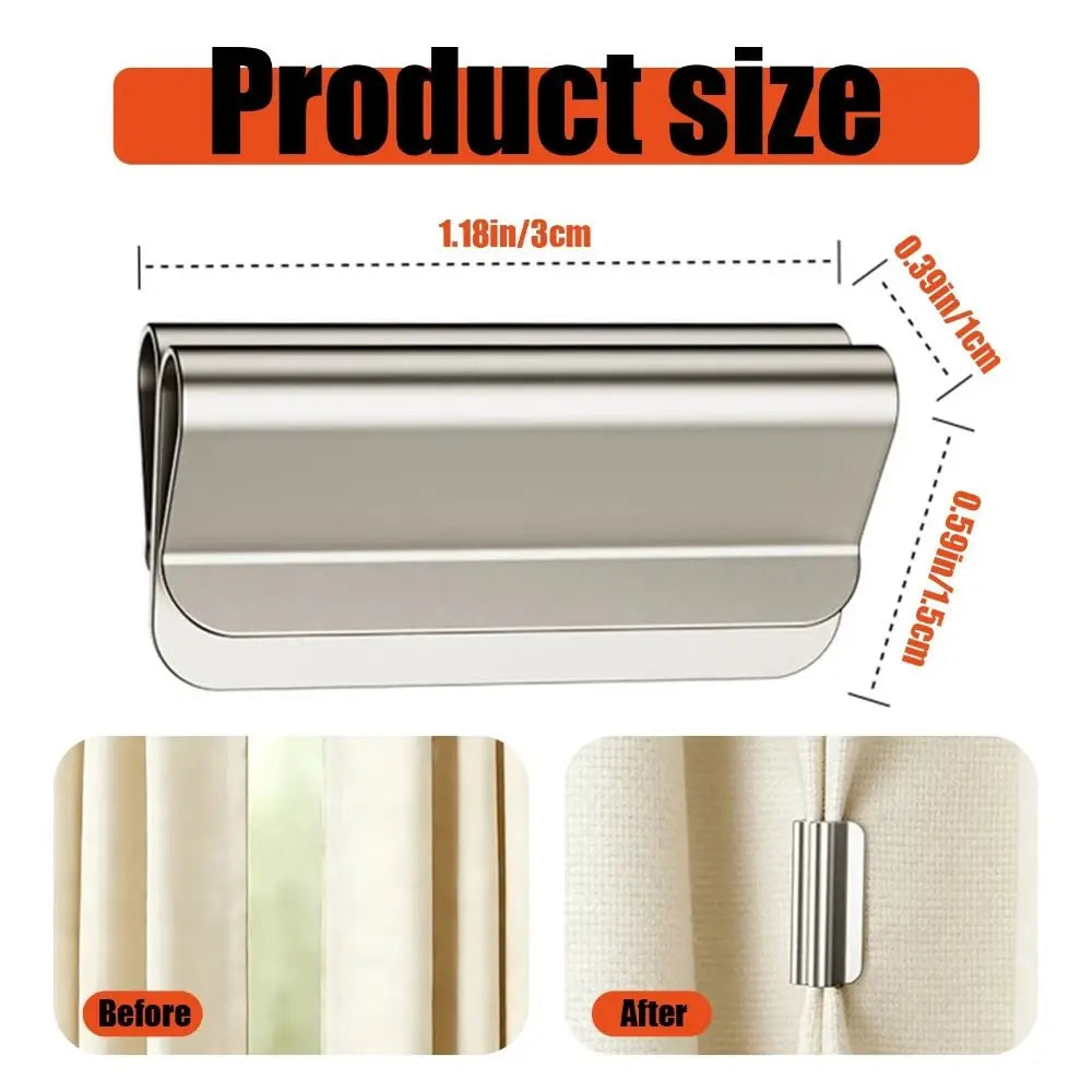 1 Pairs New Metal Curtain Closure Clip Magnetic Attraction Detachable Curtain Clips Curtain Fixed Fastener Window Curtain