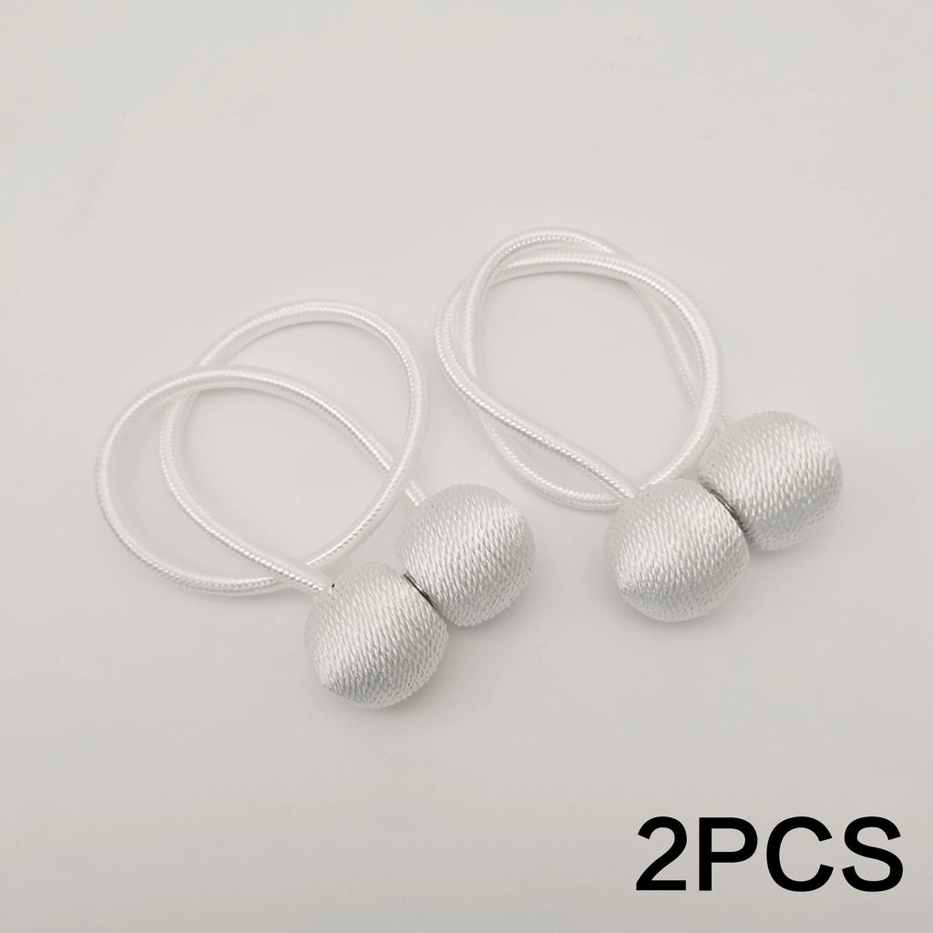 2pcs modern minimalist magnetic ball curtain tiebacks with thicker twisted cords can be styled at will,for bedrooms, living room