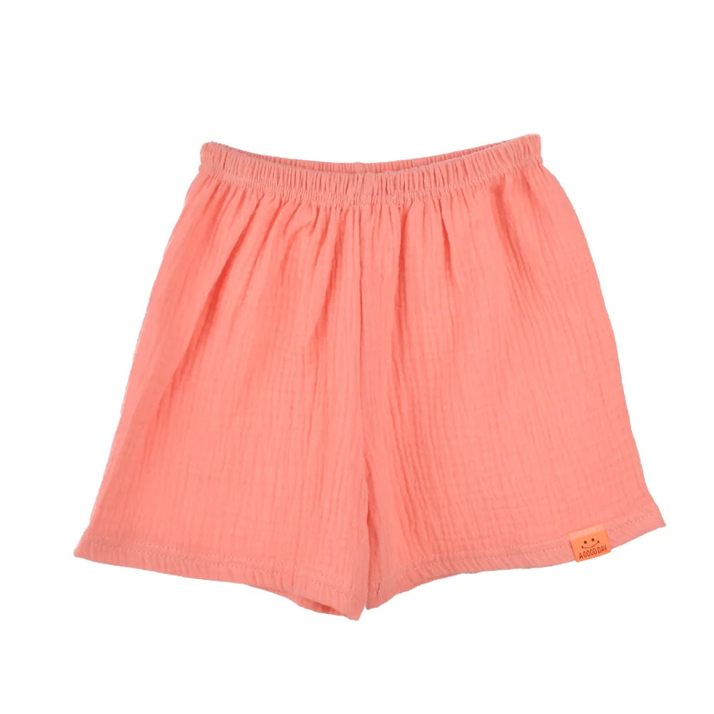 New Summer Children's Pure Cotton Shorts Fashion Solid Color Beach Shorts Kid's Casual Outing Shorts Age 2-10
