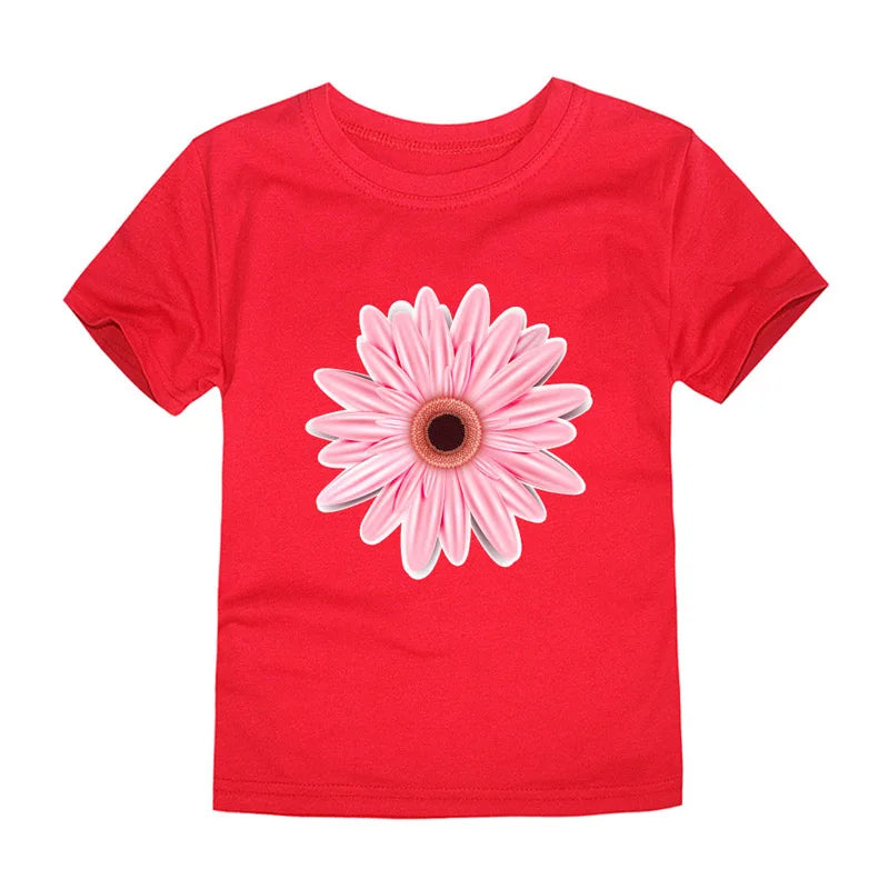 Child Kids Tshirts for Girls Clothes 2024 New Summer Pink Red Blue Luxury Toddler Girl T Shirt Kawaii Unicorn Flower Korean Tees