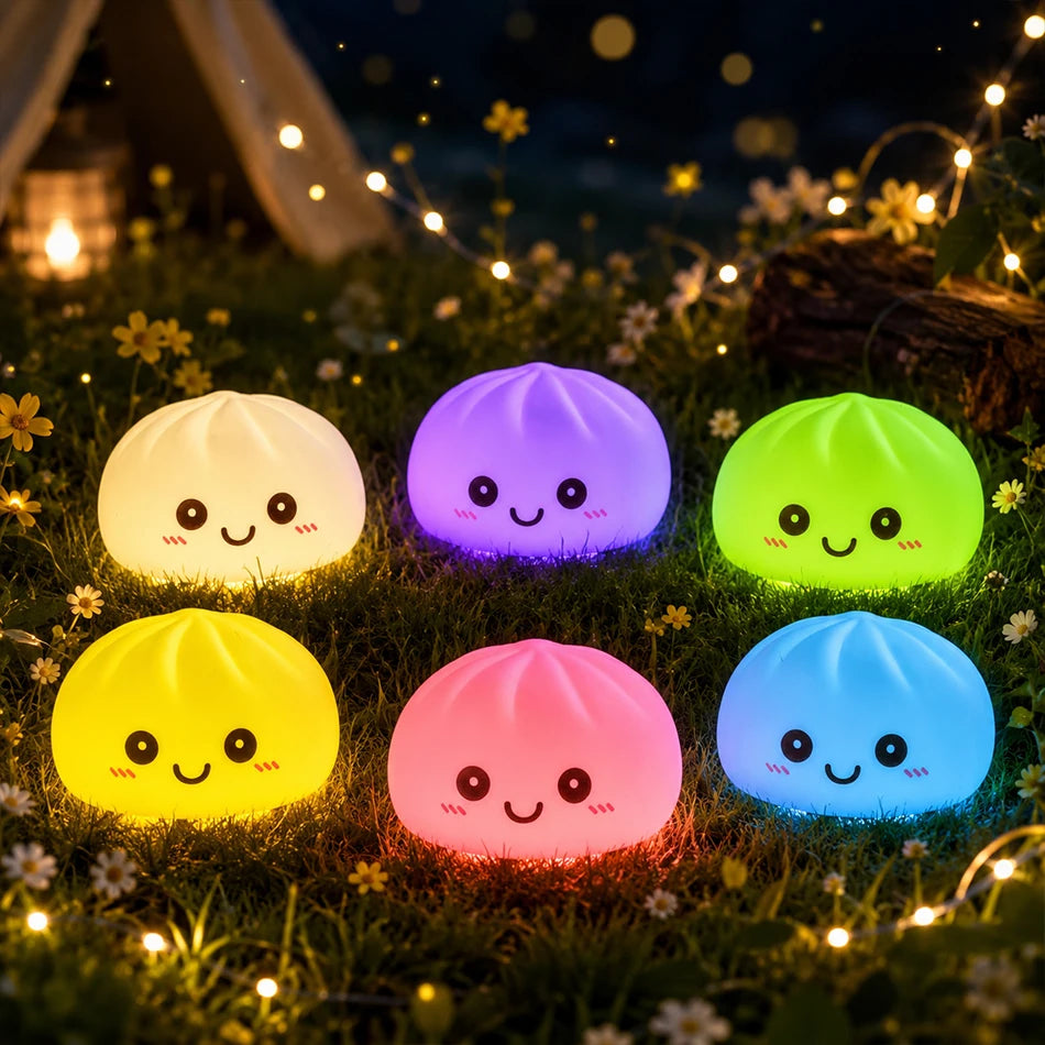 2027 New Dumpling Night Lights Glowing Dumplings Desktop Ornament Cute Glowing Dumpling Steamer Box Kawaii Dumpling Lights Gifts