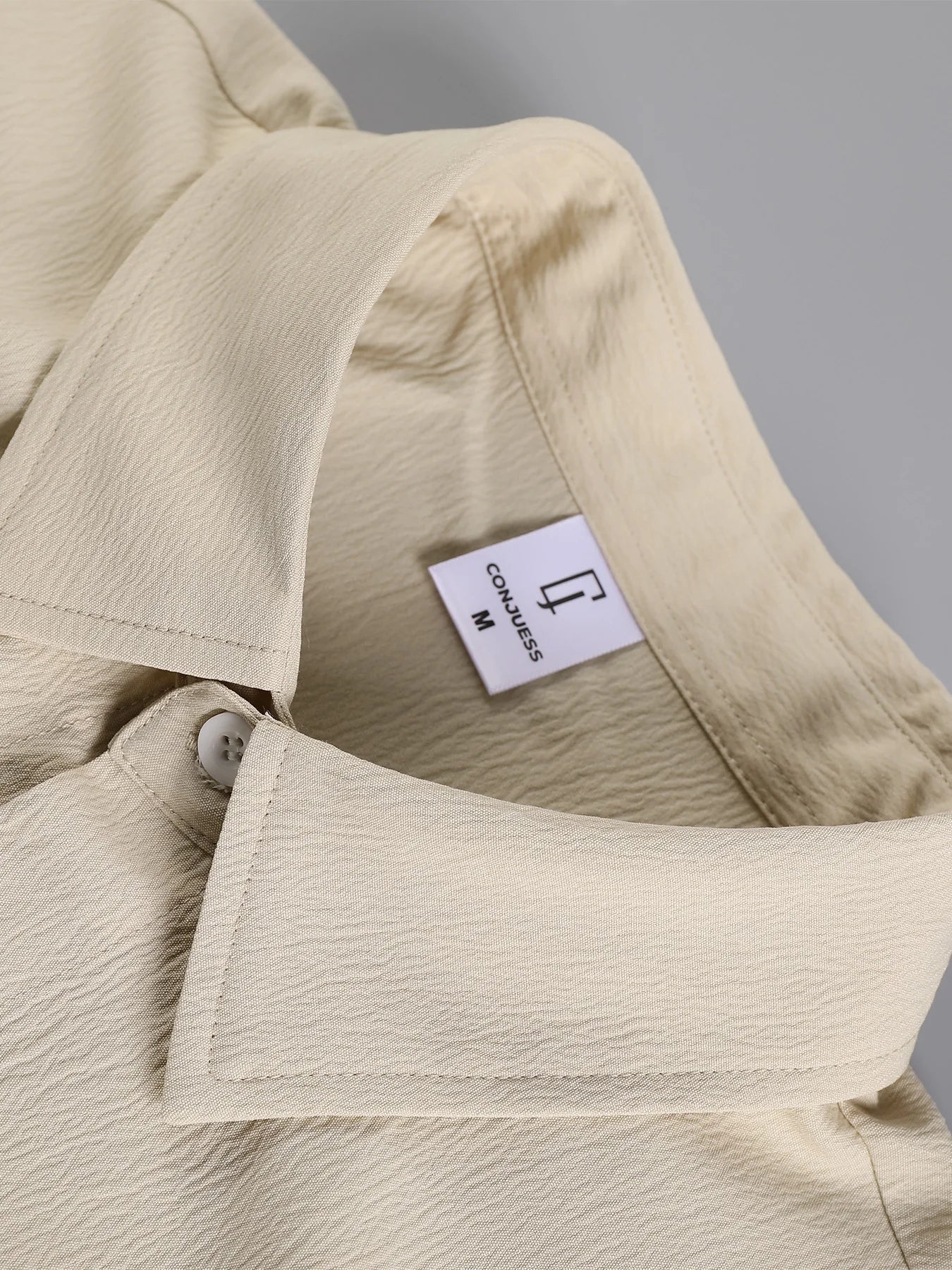 Men's Apricot Crinkle Texture Shirt Shorts 2 Piece Matching Set Lightweight Casual Vacation Outfit Free Shipping Summer Daily Commuter Wear