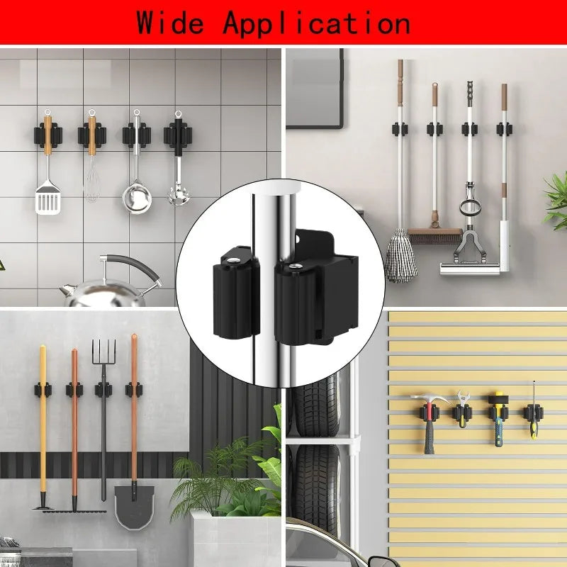 Wall Mounted Mop Clips Holder with Screw Mop Organizer Rack Brush Broom Hanging Hanger Hooks Garden Kitchen Bathroom Rack