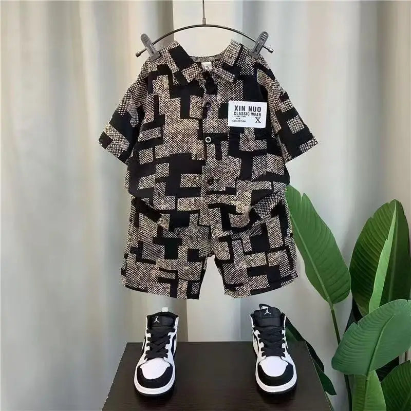 2025 New Children's Set Children's Top and Bottom Clothes Set Two Pieces Summer Outfit for Kids Boys Girls Loungewear Outfit