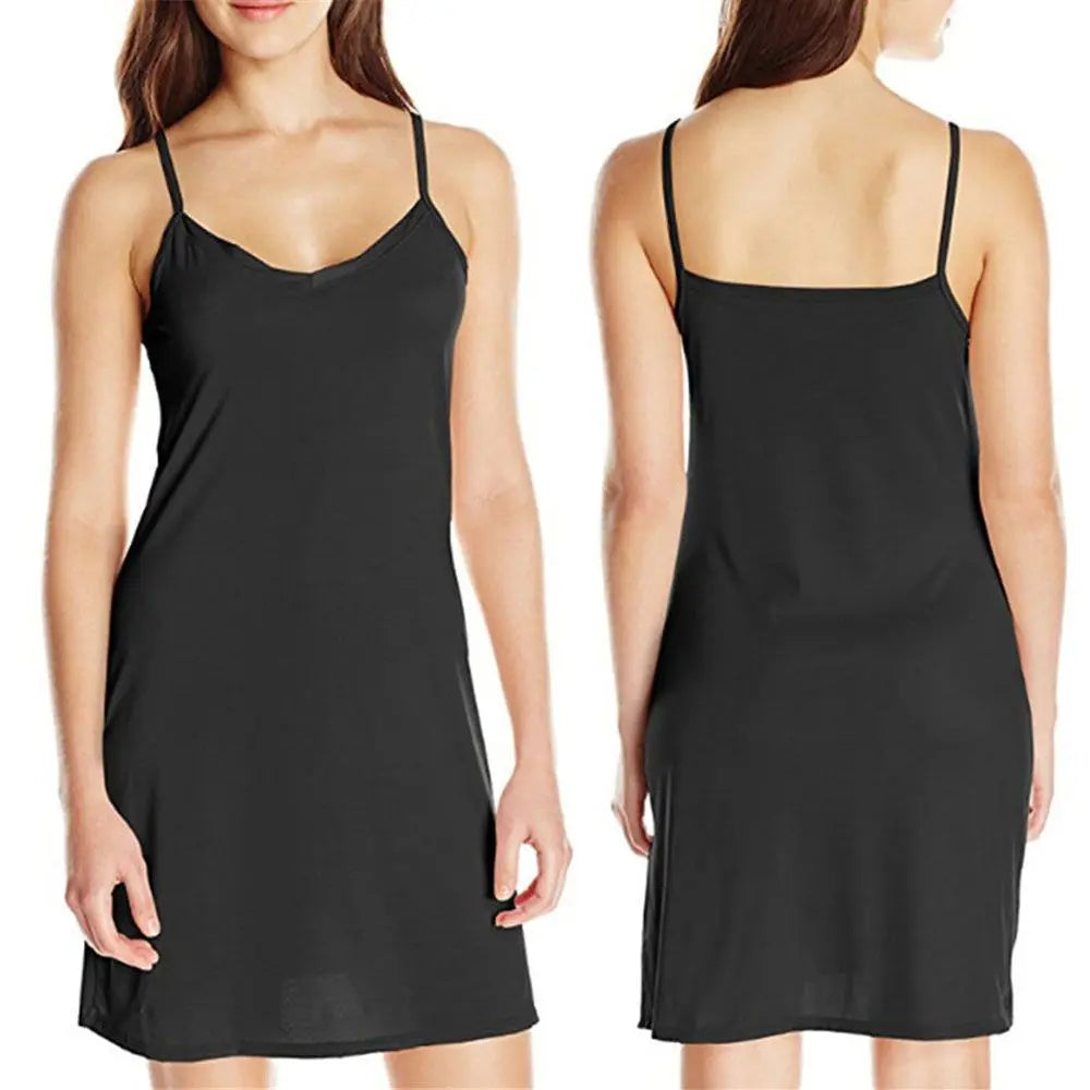 1PC Women Solid Color V Neck Backless Sling Dress Slip Under Dress Short Dress Summer Holiday Sleeveless Women Dress