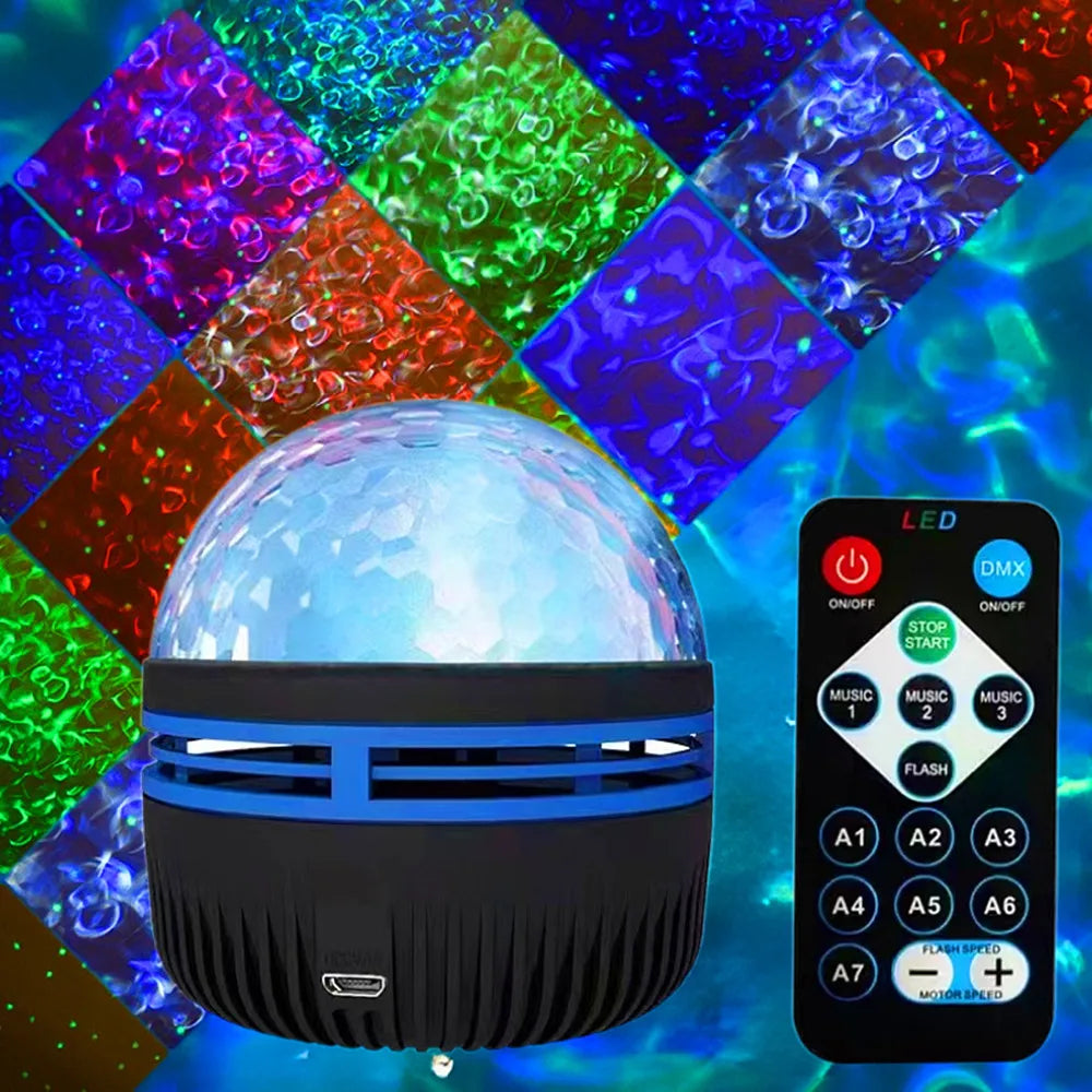 LED Starry Night Sky Projector Aurora USB Remote Control RGB Galaxy Light 7 Modes for Home Bedroom Game Room Party Decoration