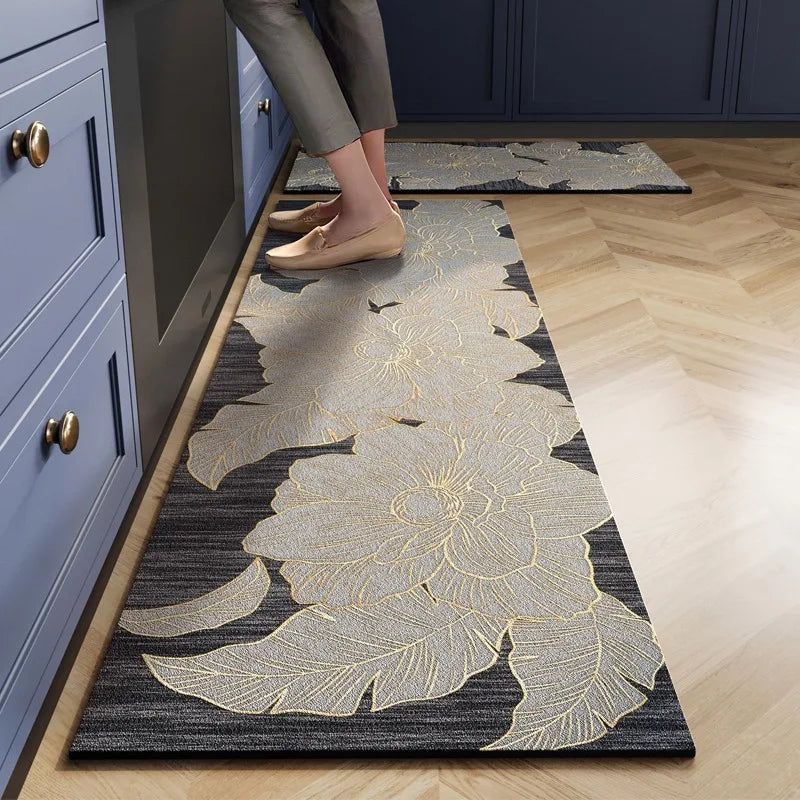 Light Luxury High-end Kitchen Floor Mat Waterproof  Oil-proof Dirty Resistant Home Carpet PVC Wear-resistant Rug  Ковер Tapis 러그