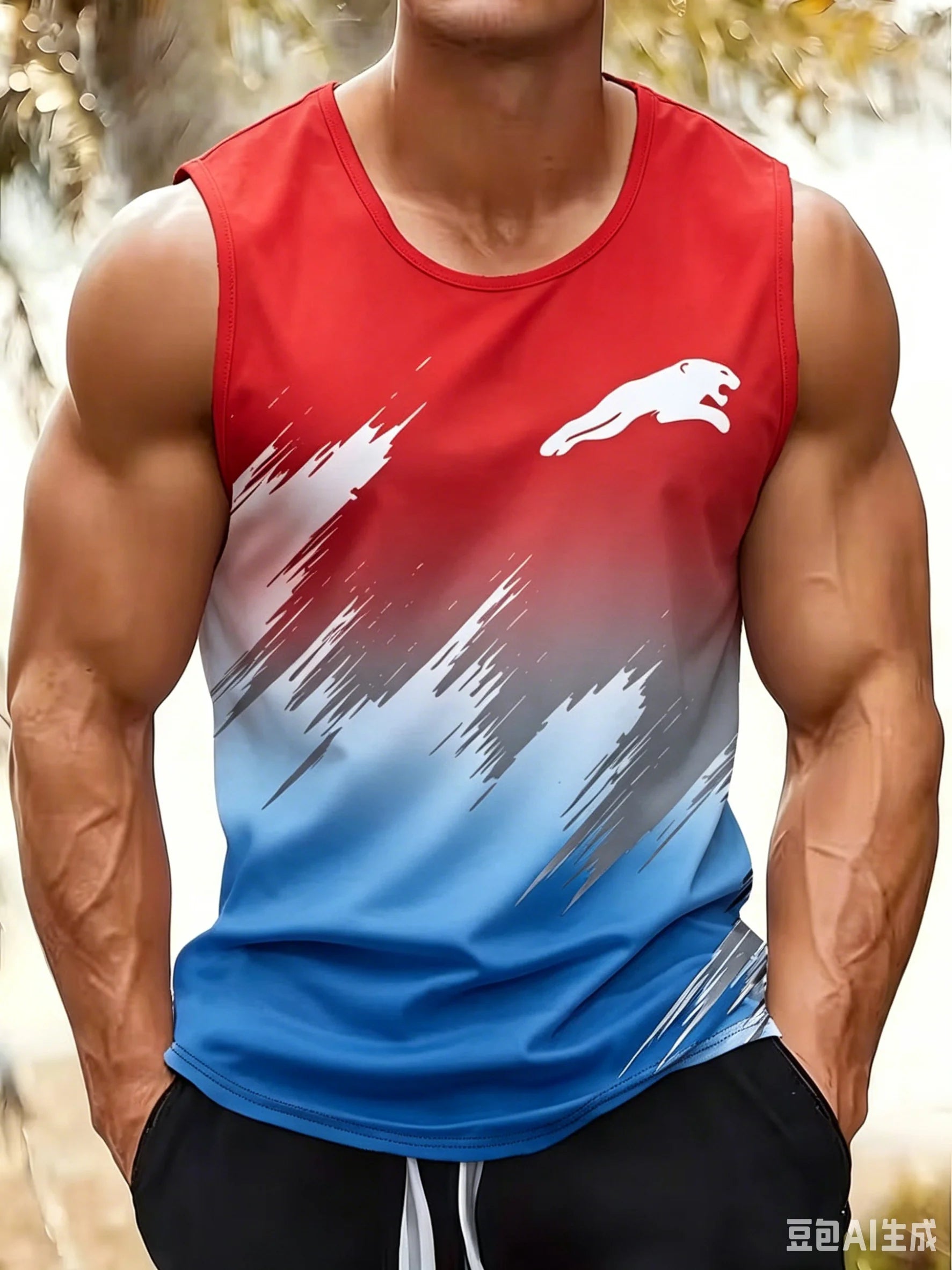 Fashion Black and white minimalism printed sleeveless men vest spring summer breathable fitness leisure  t-shirts and tank tops