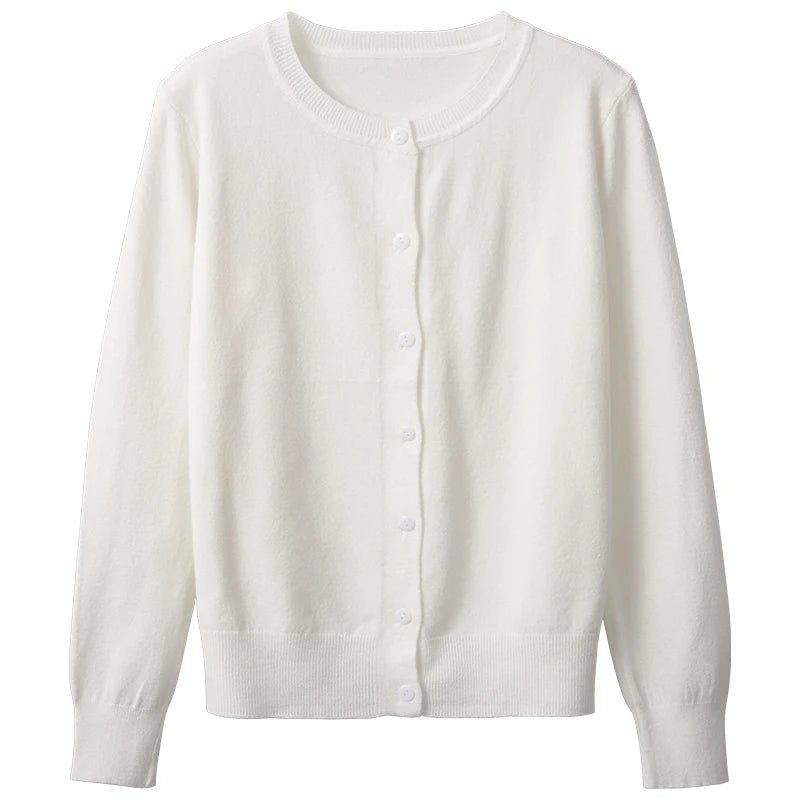 AOSSVIAO Women Knitted Cardigan Sweater 2026 Spring O-Neck Casual Cardigans Woman Solid Color Slim Korean Versatile Tops