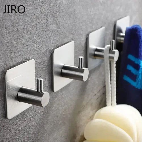 1/2/6Pcs Strong Adhesive Wall Hook Sticker Hanging Coat Rack Clothes Hanger Shower Robe Hook Kitchen Bathroom Towel hooks Black