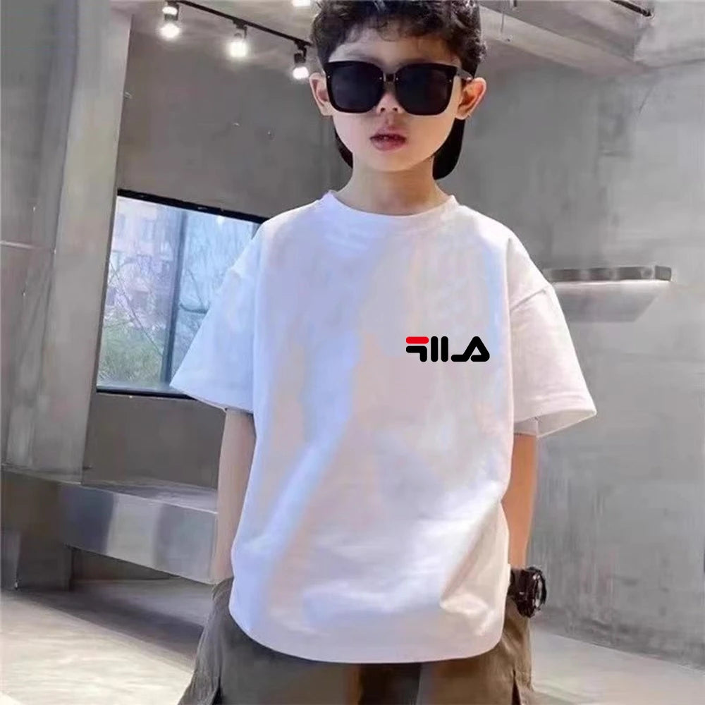 Summer Brand White T-shirt+Shorts Two-Piece Set Kids New Clothing Fashion Boy Girl 3-12 Yrs Sports Short-Sleeved Casual Set