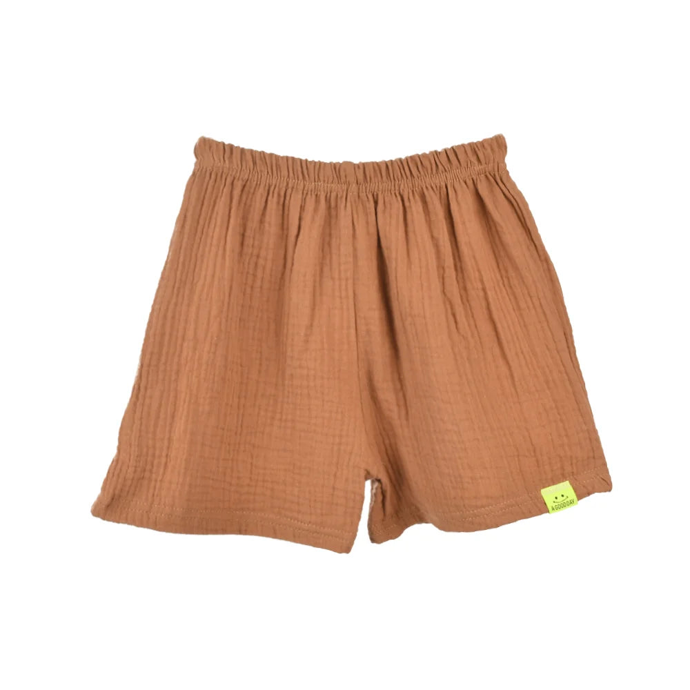 New Summer Children's Pure Cotton Shorts Fashion Solid Color Beach Shorts Kid's Casual Outing Shorts Age 2-10