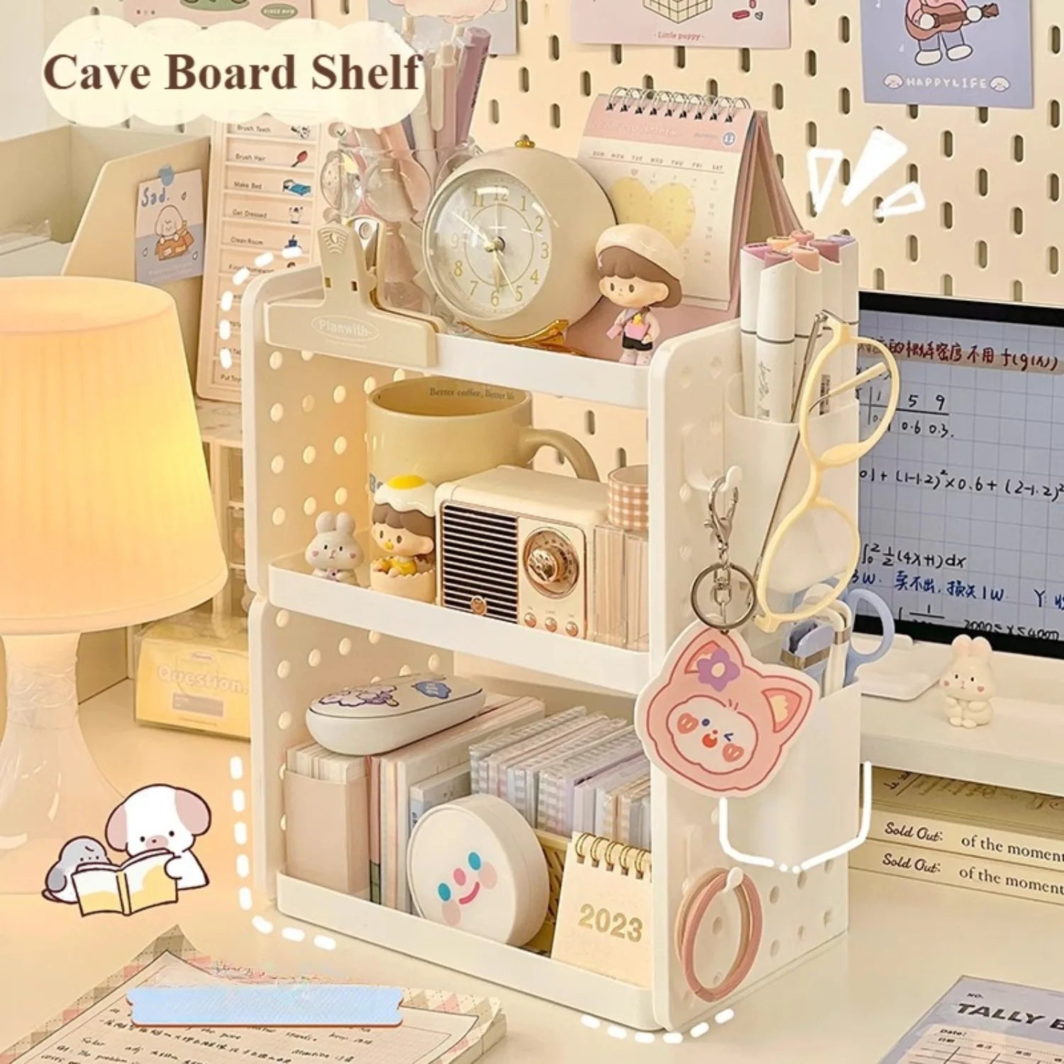 Multi-functional 3-tier Desktop Organizer, Desktop Shelf, Hole Board, Pen Holder Office Desk Organizer, Desk Desk Organizer