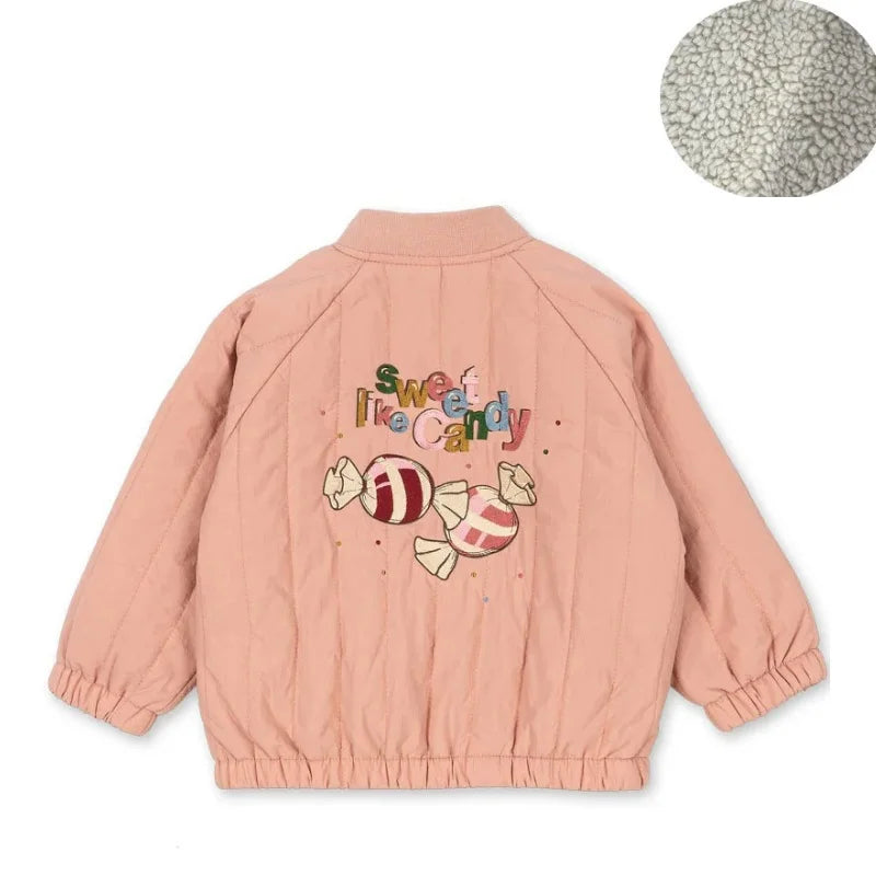 Children's Jacket 2026 Winter New Printed Cute Fleece Thermal Girls Jacket Cotton Thickened Windproof Boys Baby Cotton Clothes