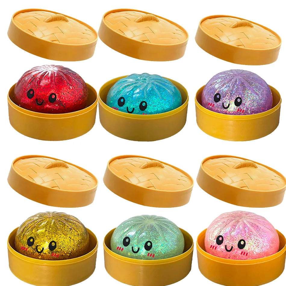 Glitter Dumpling Glitter Dumpling Squishy with Box Dumplings Sensory Squeeze Toy for Stress Relief