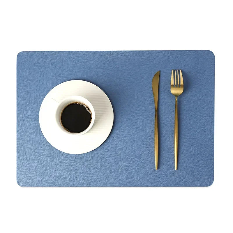 INS Nordic Solid Double Sides Leather Dining Mat Heat Insulation Placemat Home Waterproof Oil Proof Hotel Rectangle Pad