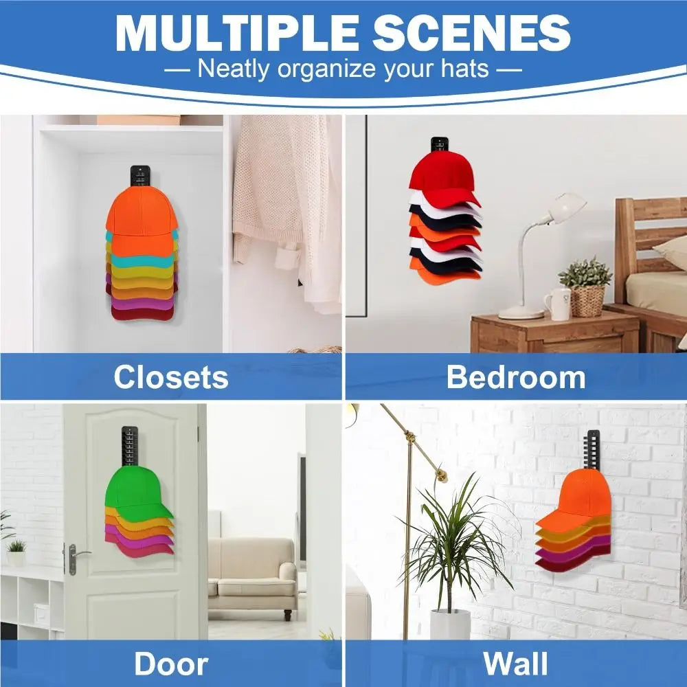 Closet Cap Rack Hat Organizer for Baseball Caps Space Saving Sundries Storage Baseball Caps Organizer for Door Closet Plastic