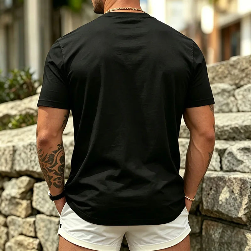 Men Slim Fit Short Sleeve T Shirt Summer Elastic Soft Basic Tops Classic Crew Neck Casual Daily Street Outdoor Wear for Men