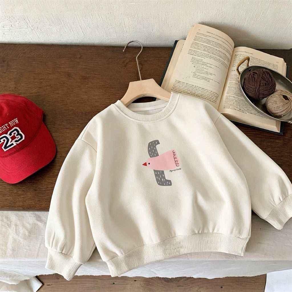 Fashion Printed Children's Sweatshirt Tops Loose Casual Kids Crewneck Hoodie Spring Fall Clothing Simple Girl Boy Thin Sweater