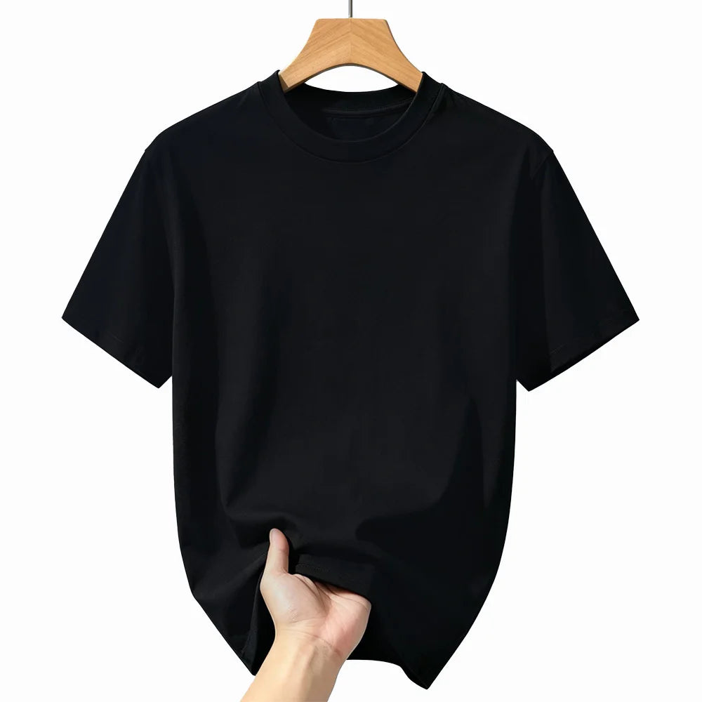 Unisex 100% Cotton Crew Neck T‑Shirt, Soft Breathable Pure Cotton Solid Color Tee, Classic Casual Short Sleeve Top, Summer Comfortable Everyday T-Shirts for Men Women