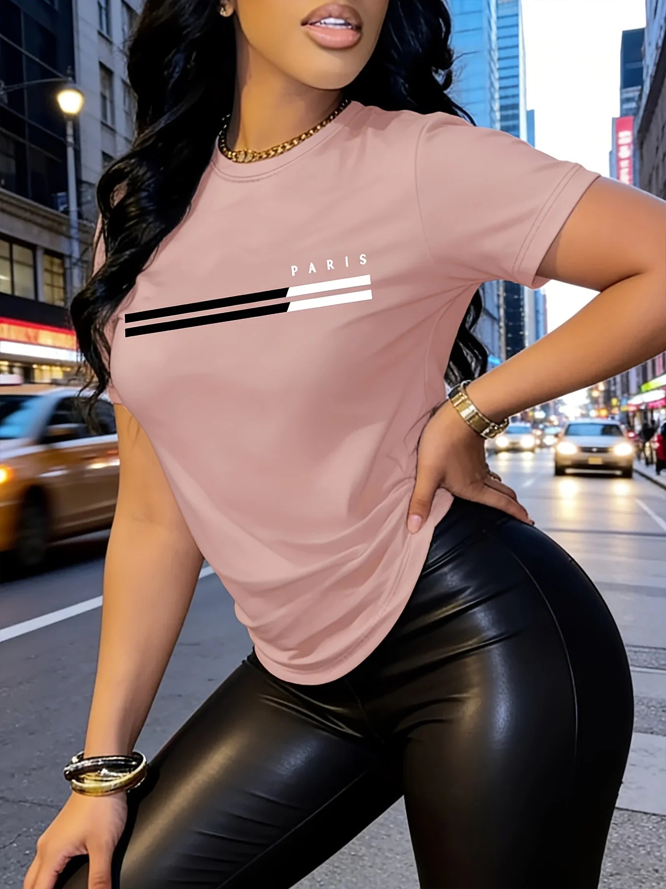 Letter Stripe Print Women's T-Shirts Summer Comfortable Short Sleeve Tees Casual O-neck Loose Tops Fashion Trend Female Clothing