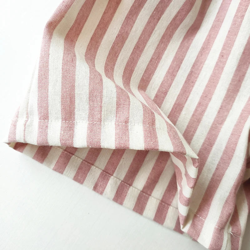 Children's Clothing Linen Cotton Shorts Summer Girls Boys Stripe Pants Kids Baby Casual Vintage Loose Short Pant Girl Clothes