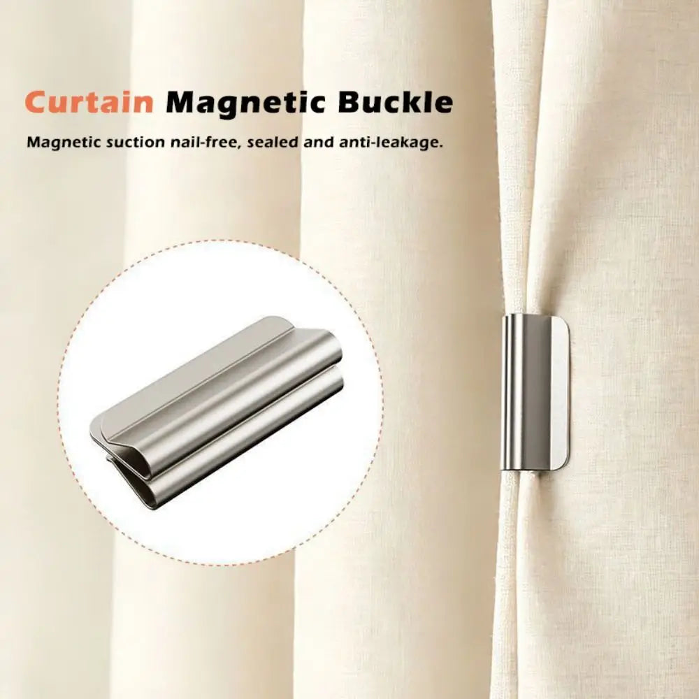 1 Pairs New Metal Curtain Closure Clip Magnetic Attraction Detachable Curtain Clips Curtain Fixed Fastener Window Curtain