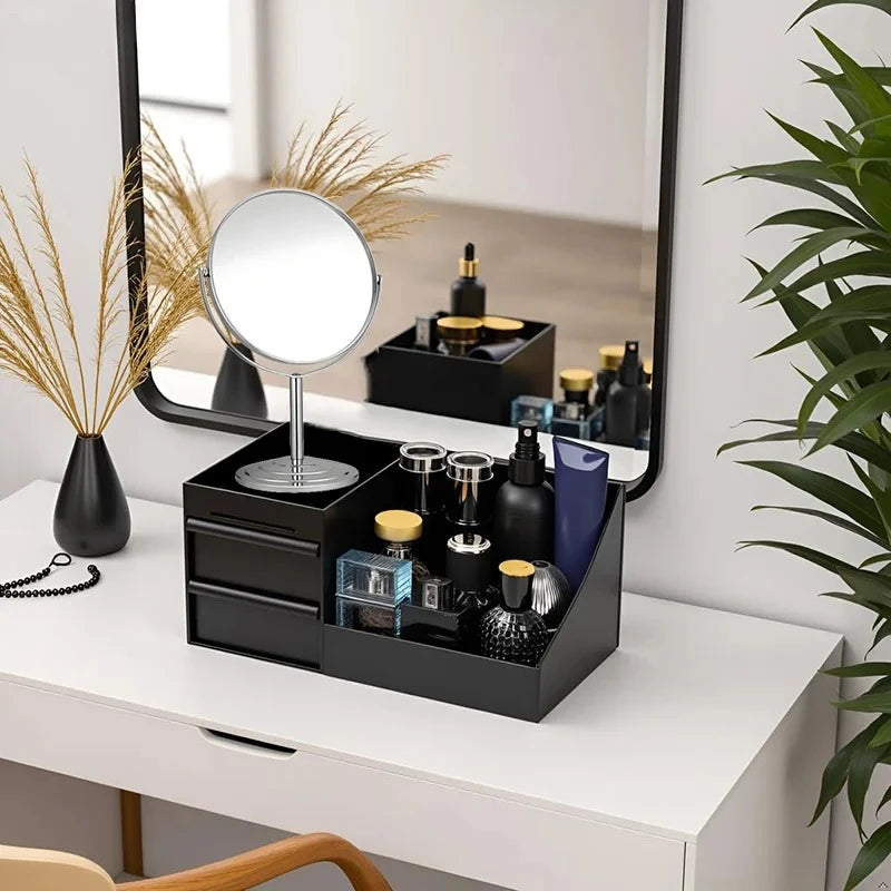 1pc Mens Fragrance Organizer, Perfume & Cologne Stand with Drawers, Modern Bathroom Dresser Top Storage, Counter Tidy