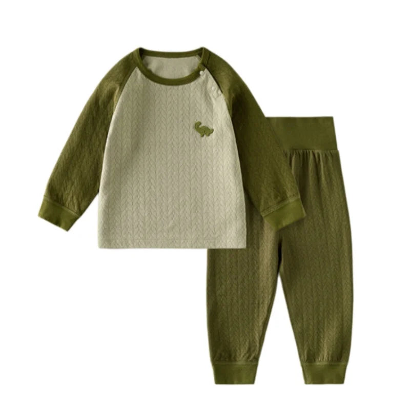 Autumn Loungewear Children Set Cartoon Embroidery Long Sleeves Top+High Waist Pants Kids 2 Piece Sets Soft Children Clothing