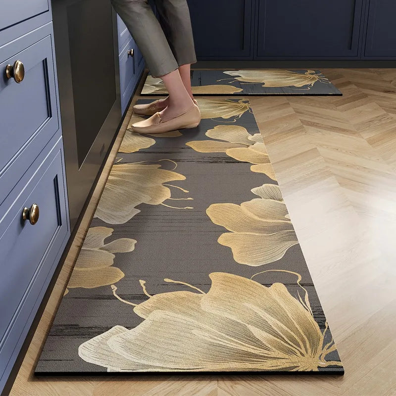 Light Luxury High-end Kitchen Floor Mat Waterproof  Oil-proof Dirty Resistant Home Carpet PVC Wear-resistant Rug  Ковер Tapis 러그