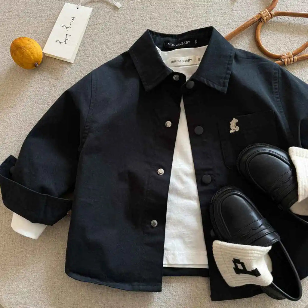 Children's Outerwear Boys 2026 Spring Autumn Style Kids Casual Shirt Fashion Cartoon Solid Color Girls' Blouses 2-10 Y Baby Top