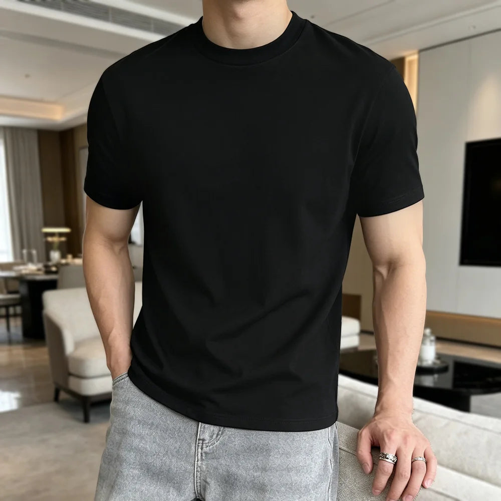 Unisex 100% Cotton Crew Neck T‑Shirt, Soft Breathable Pure Cotton Solid Color Tee, Classic Casual Short Sleeve Top, Summer Comfortable Everyday T-Shirts for Men Women