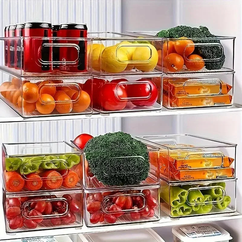 Transparent Refrigerator Organizers Durable Easy-to-Clean Multifunctional Food Storage Box for Fruits Vegetables Meats, etc