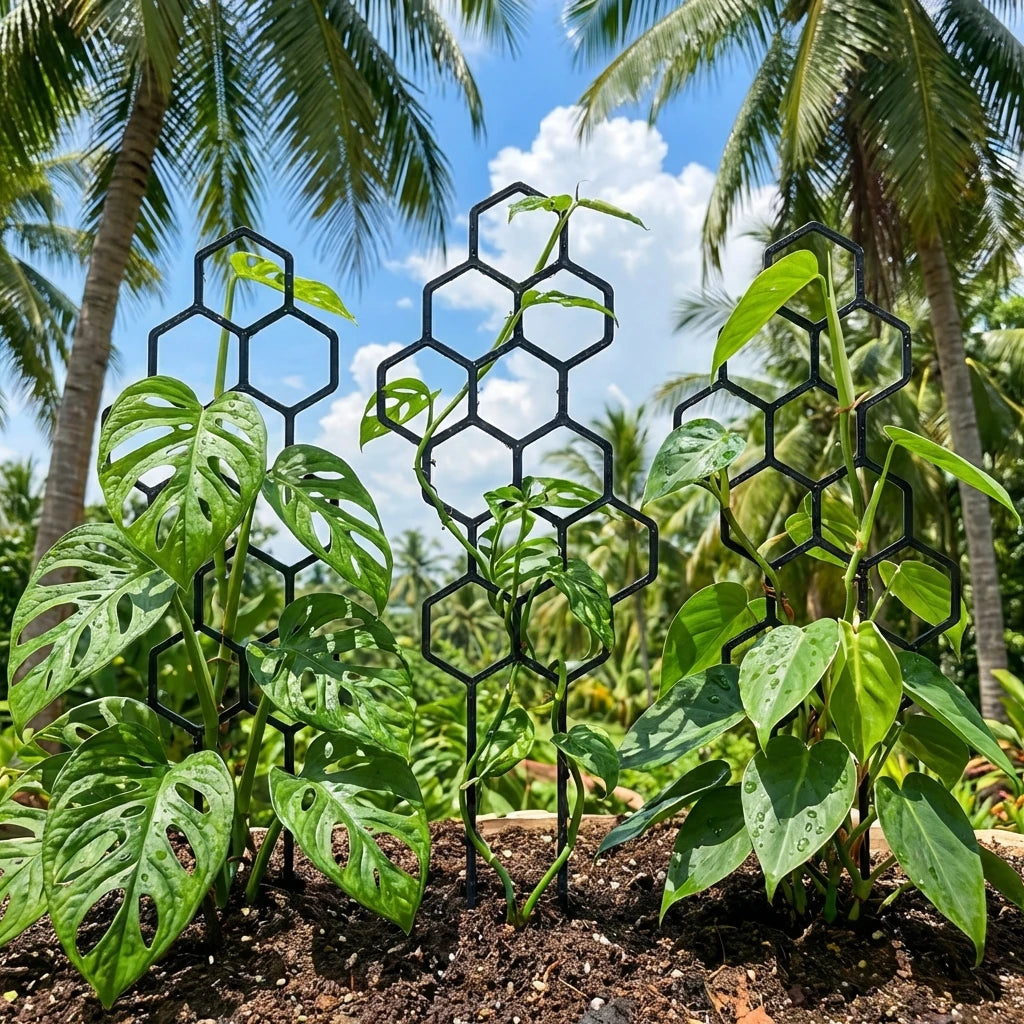 2pcsHoneycomb Design Plant Trellis, Rustproof Plastic Support for Potted Vines and Flowers, Indoor Outdoor Garden Climbing Frame