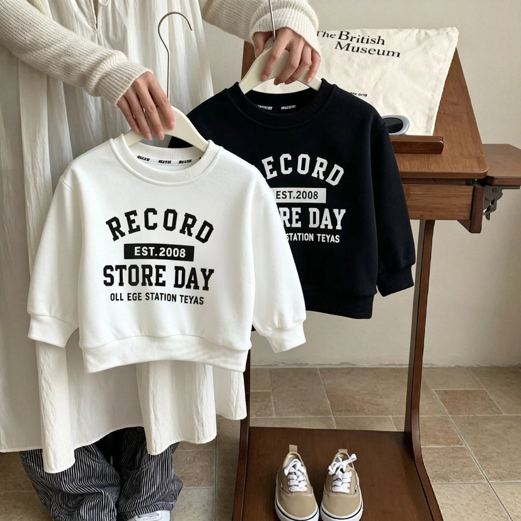 Printed Letters Boys Long Sleeve Tops Sweatshirt Simple Fashion Kids Crewneck Pullover Hoodie Children's Wear Autumn Clothing