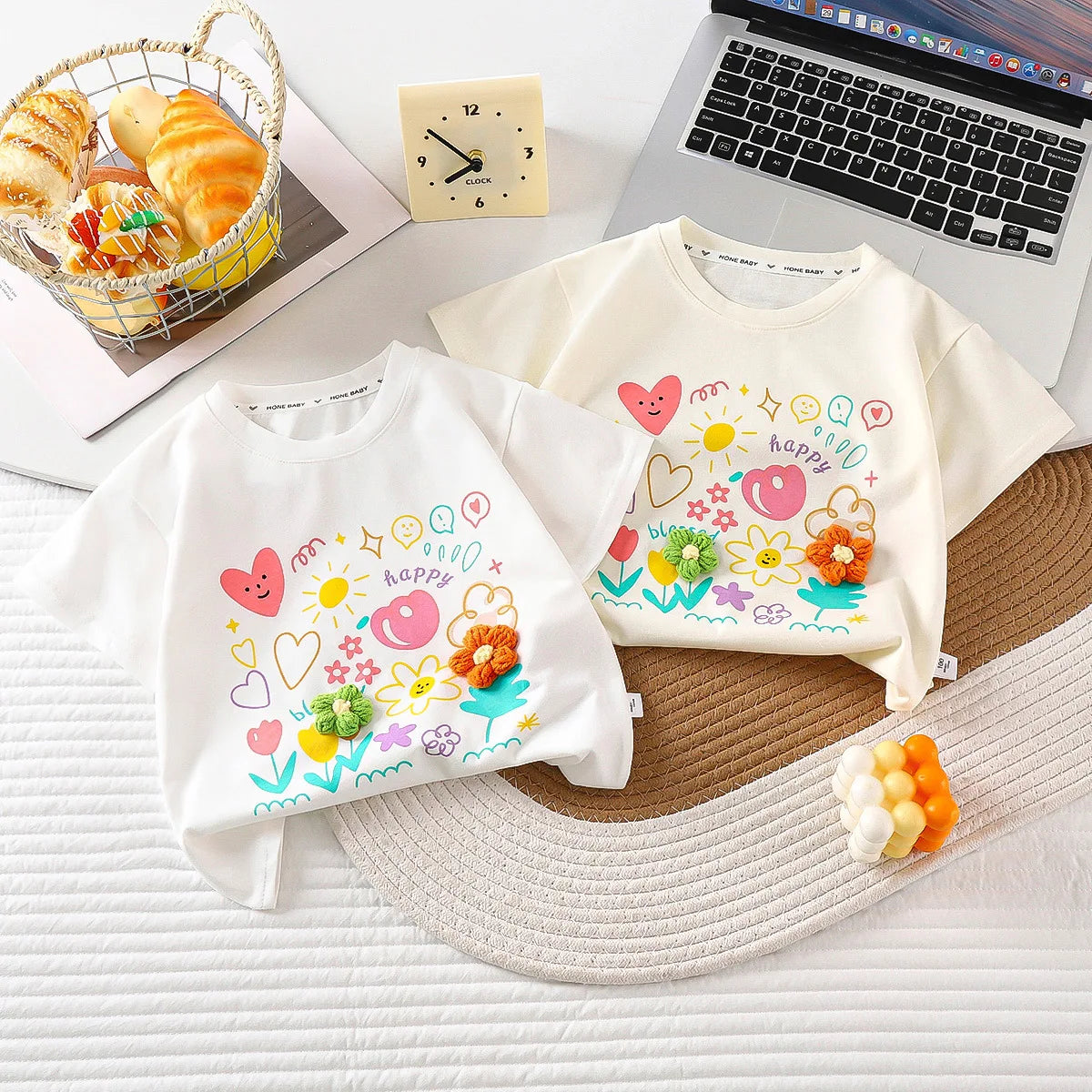 18M-9T summer children kids girls fashion cartoon cotton short sleeve stretch T shirt