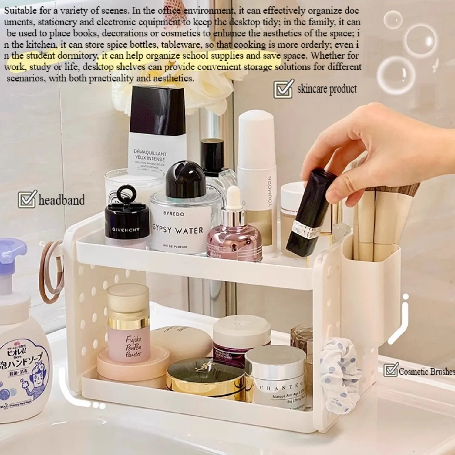 Multi-functional 3-tier Desktop Organizer, Desktop Shelf, Hole Board, Pen Holder Office Desk Organizer, Desk Desk Organizer