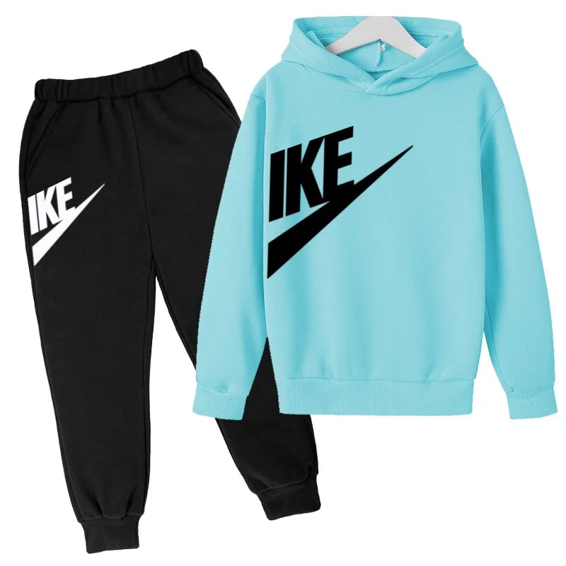 Kids Autumn Hoodie Letters Sports Pullover 3-12Years Coat Sweatshirt+Trousers Boy Girl Birthday Gift Clothes Leisure Fashion Set