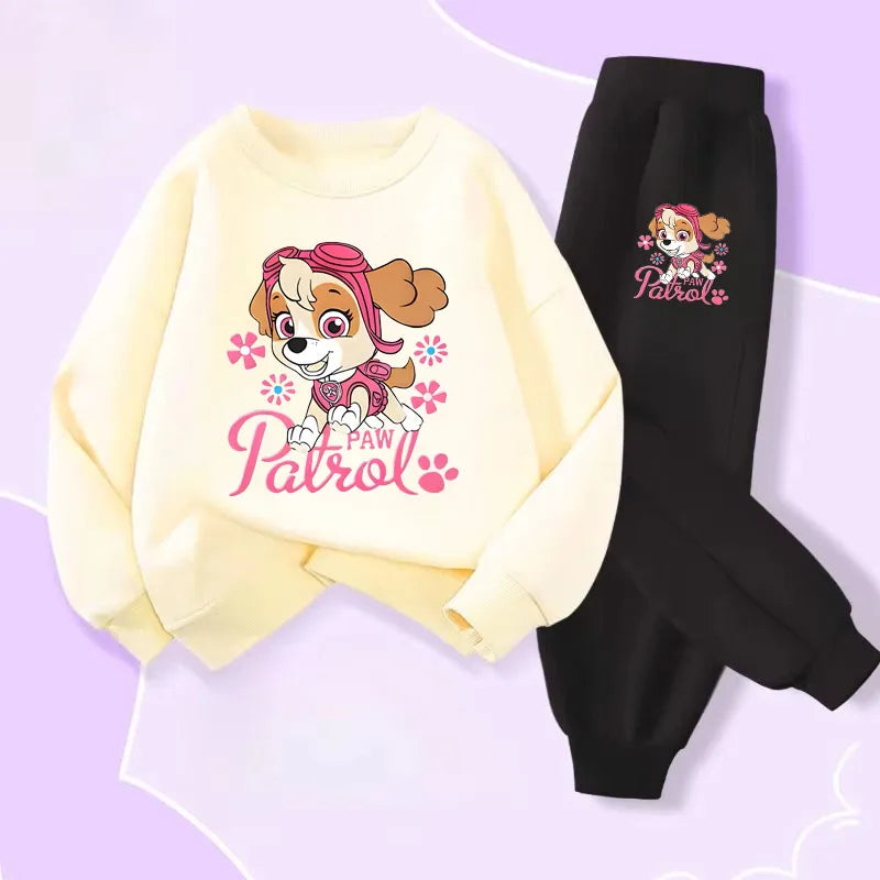 Spring New PAW Patrol Long Sleeved Girls' Top Long Pant Two Piece Suit Children's Casual Hoodies Sets Kids Casual Sweatsuit