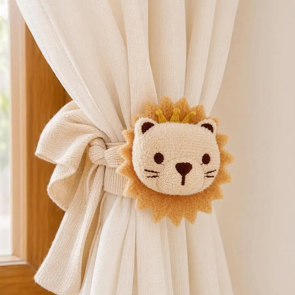 Children Bedroom Curtain Accessory Cute Cartoon Curtain Tiebacks Fabric Lion Bear Curtain Holders Nursery Baby Room Decor