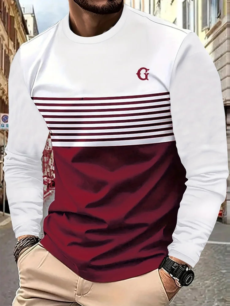 New Men's Long-sleeve T-shirt Casual Round Neck A Must-have for Daily Wear in Spring and Autumn Fashionable Men's Party Shirt