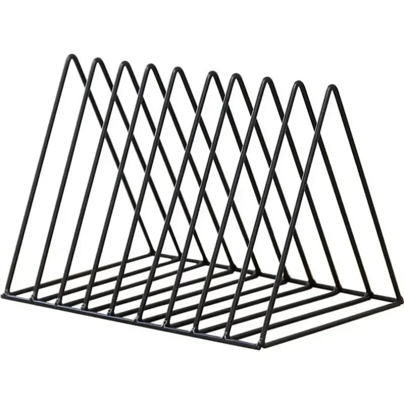 Book Storage Rack Desktop Iron Bookshelf Vinyl Records Holder Student Stationeres Organizer Newspapers Magazines Stand