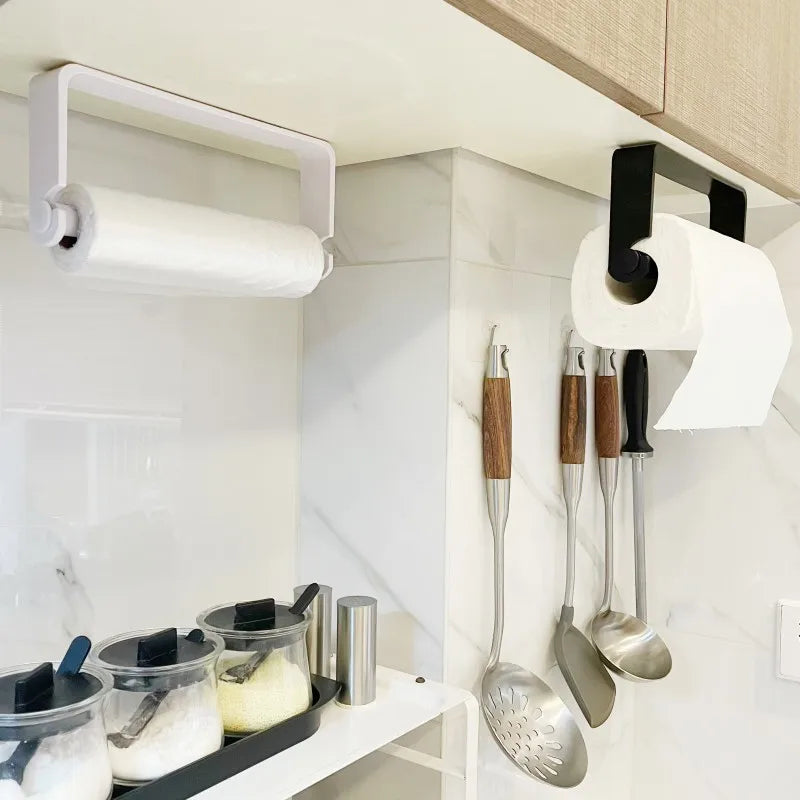 Kitchen Paper Towel Holder Adhesive Tissue Hanger Toilet Roll Paper Dispenser Cabinet Storage Napkin Rack Bathroom Accessories