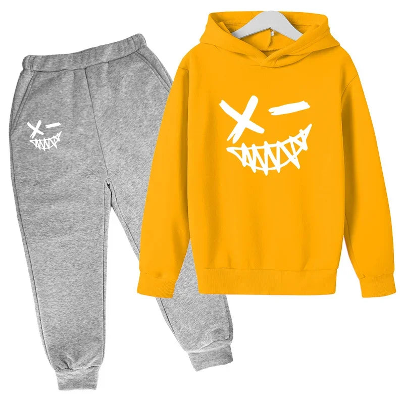 Evil Smile Printed 2025 Baby Summer Clothes for Children From 1 to 12 Years Kids Clothes Boys Child Sets Suit for Girls Boy Set