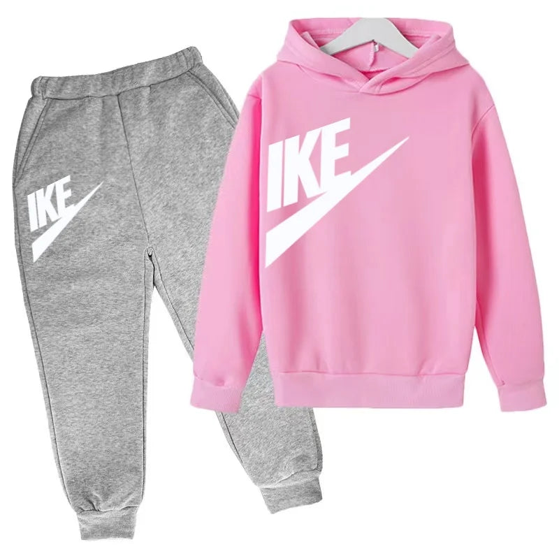Kids Autumn Hoodie Letters Sports Pullover 3-12Years Coat Sweatshirt+Trousers Boy Girl Birthday Gift Clothes Leisure Fashion Set
